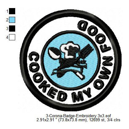 Cooked My Own Foods Awareness Badge Machine Embroidery Digitized Design Files