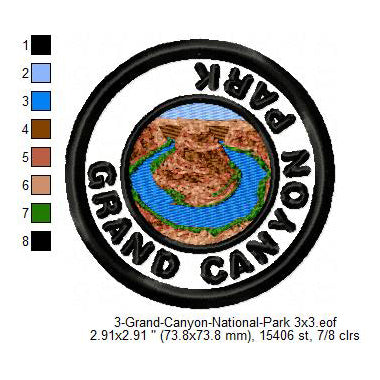 Grand Canyon National Park Merit Badge Machine Embroidery Digitized Design Files