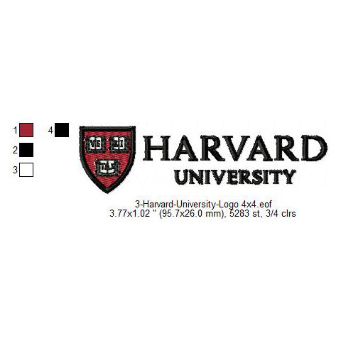 Harvard University Logo Machine Embroidery Digitized Design Files