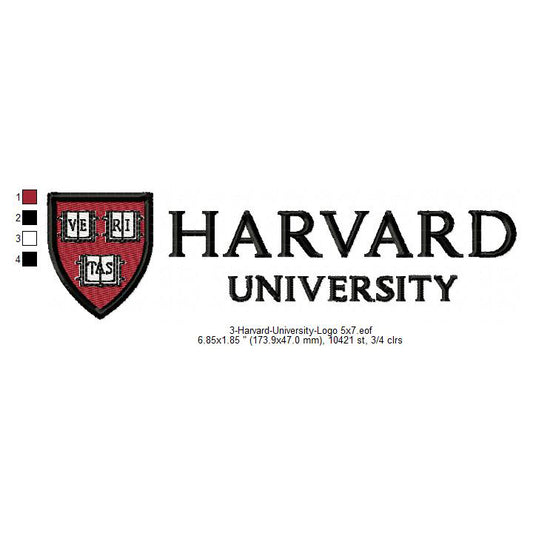 Harvard University Logo Machine Embroidery Digitized Design Files