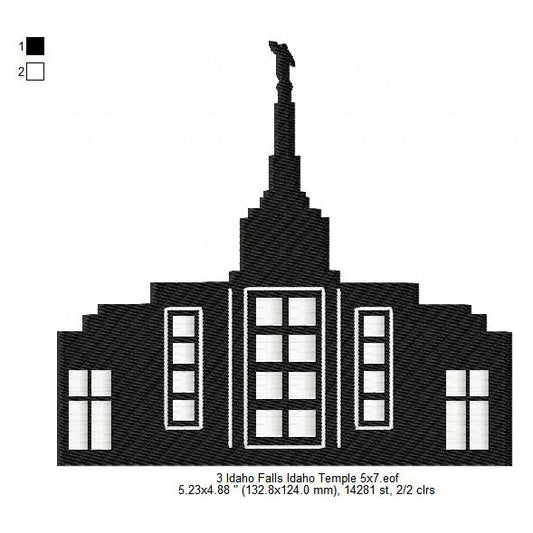 Idaho Falls LDS Temple Silhouette Machine Embroidery Digitized Design Files