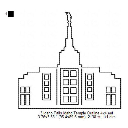 Idaho Falls LDS Temple Outline Machine Embroidery Digitized Design Files