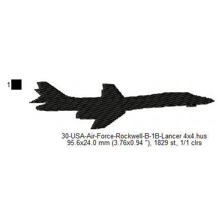 Rockwell B-1B Lancer Aircraft Silhouette Machine Embroidery Digitized Design Files