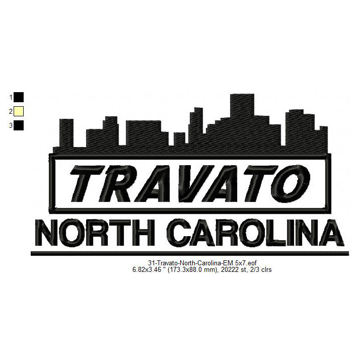 Travato North Carolina State Designs Machine Embroidery Digitized Design Files