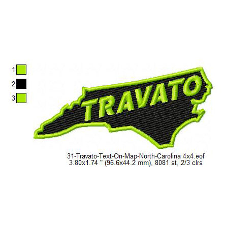 Travato North Carolina State Map Designs Machine Embroidery Digitized Design Files