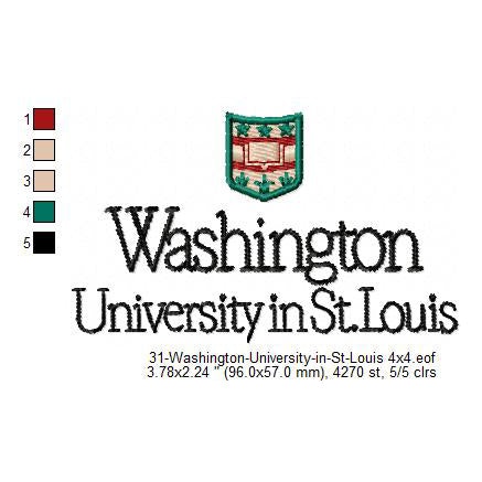 Washington University In St Louis Logo Machine Embroidery Digitized Design Files