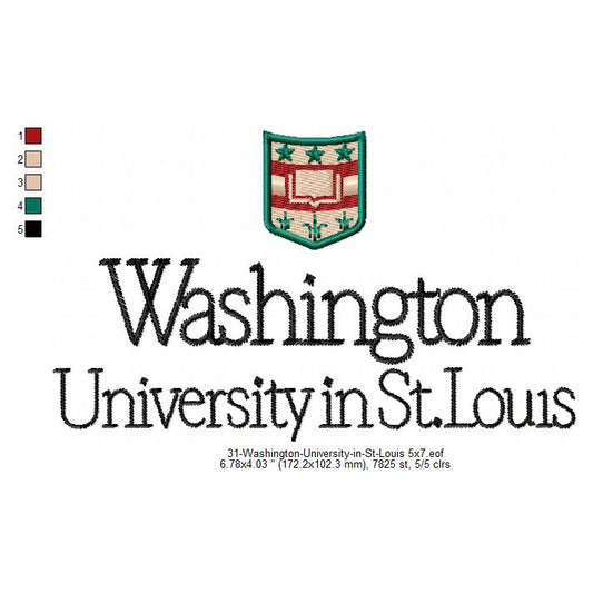Washington University In St Louis Logo Machine Embroidery Digitized Design Files