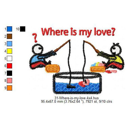 Where Is My Love Valentines Day Machine Embroidery Digitized Design Files