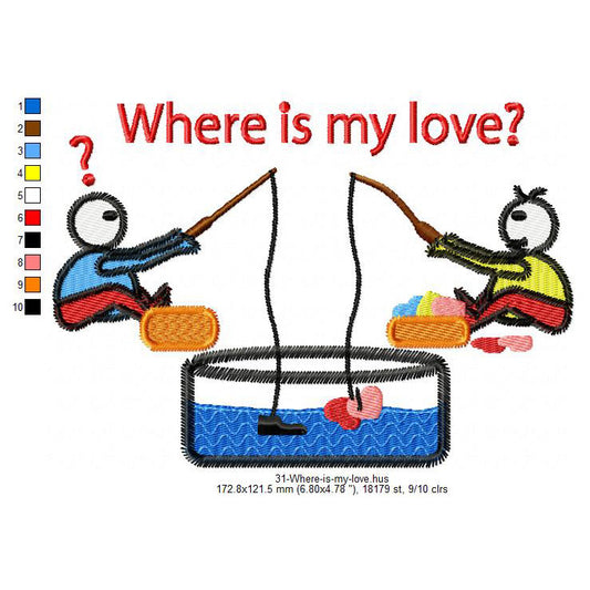 Where Is My Love Valentines Day Machine Embroidery Digitized Design Files