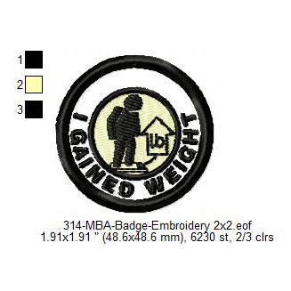 I Gained Weight Merit Adulting Badge Machine Embroidery Digitized Design Files