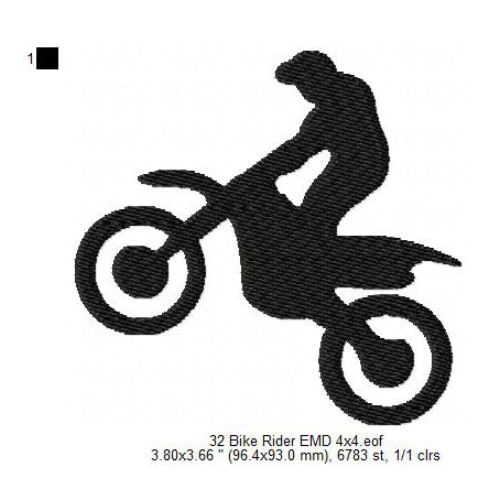 Motocross Dirt Bike Rider Silhouette Machine Embroidery Digitized Design Files