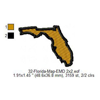 Florida State Map Machine Embroidery Digitized Design Files