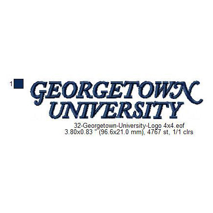 Georgetown University Logo Machine Embroidery Digitized Design Files