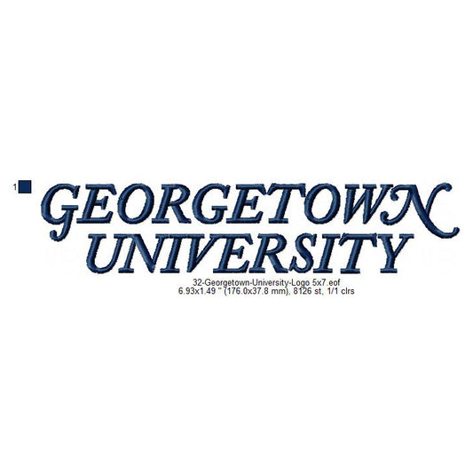 Georgetown University Logo Machine Embroidery Digitized Design Files