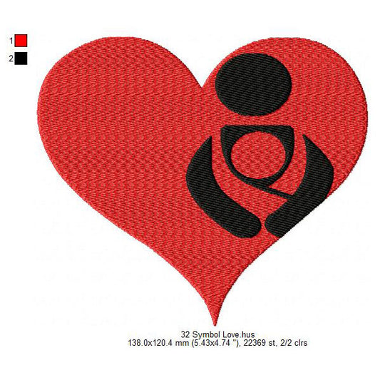 Mother With Toddler Love Symbol Valentines Day Machine Embroidery Digitized Design Files