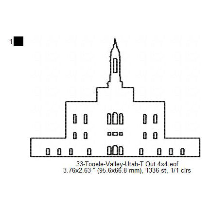 Tooele Valley Utah LDS Temple Outline Machine Embroidery Digitized Design Files
