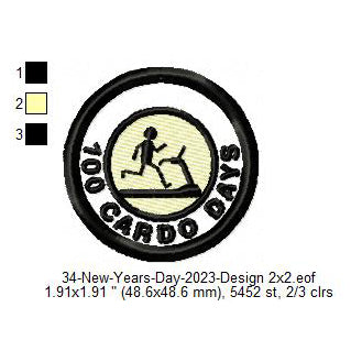 100 Cardo Days 2023 Workout Challenge Merit Badge Machine Embroidery Digitized Design Files
