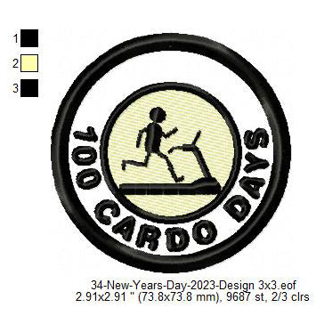 100 Cardo Days 2023 Workout Challenge Merit Badge Machine Embroidery Digitized Design Files