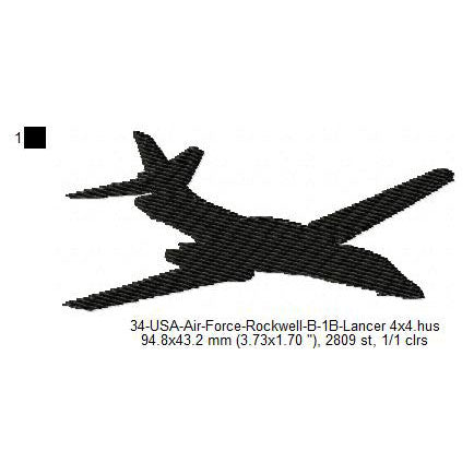 Rockwell B-1 Lancer Aircraft Silhouette Machine Embroidery Digitized Design Files