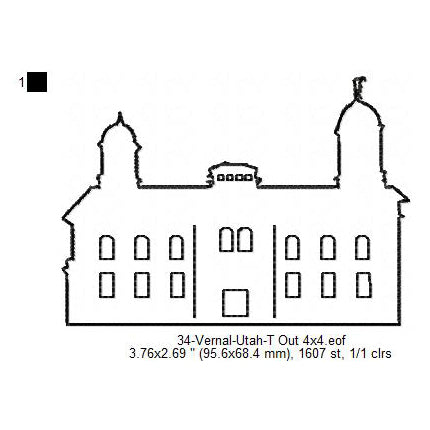 Vernal Utah LDS Temple Outline Machine Embroidery Digitized Design Files