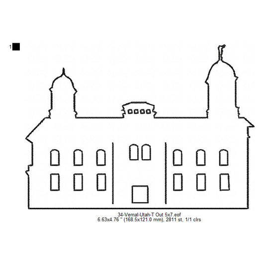 Vernal Utah LDS Temple Outline Machine Embroidery Digitized Design Files