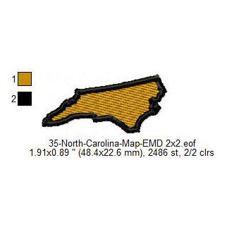 North Carolina State Map Machine Embroidery Digitized Design Files