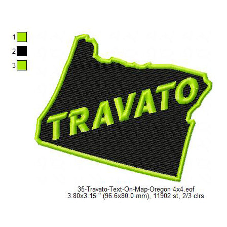 Travato Oregon State Map Designs Machine Embroidery Digitized Design Files