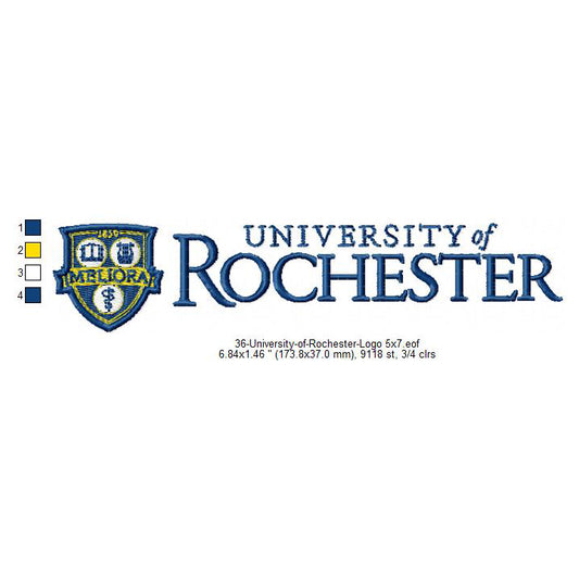 University of Rochester Logo Machine Embroidery Digitized Design Files