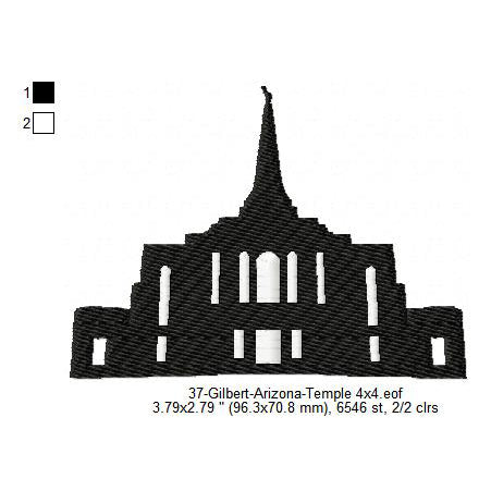 Gilbert Arizona LDS Temple Silhouette Machine Embroidery Digitized Design Files