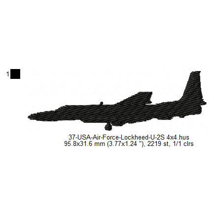 Lockheed U-2S Aircraft Silhouette Machine Embroidery Digitized Design Files