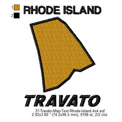 Travato Rhode Island State Map Designs Machine Embroidery Digitized Design Files