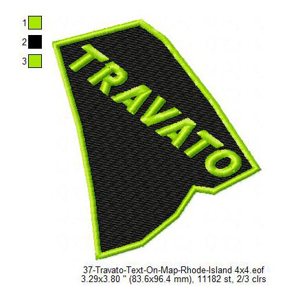 Travato Rhode Island State Map Designs Machine Embroidery Digitized Design Files