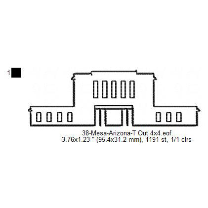 Mesa Arizona LDS Temple Outline Machine Embroidery Digitized Design Files