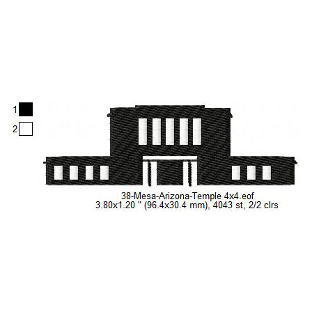 Mesa Arizona LDS Temple Silhouette Machine Embroidery Digitized Design Files