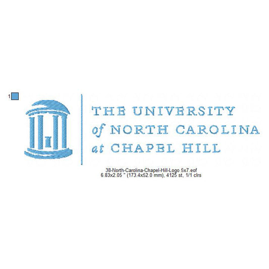 North Carolina Chapel Hill Logo Machine Embroidery Digitized Design Files