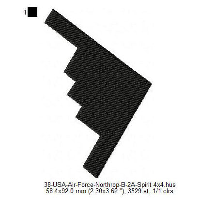 Northrop B-2A Spirit Aircraft Silhouette Machine Embroidery Digitized Design Files