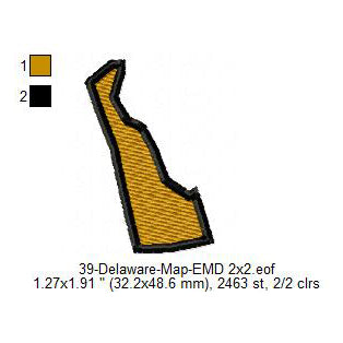 Delaware State Map Machine Embroidery Digitized Design Files