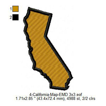 California State Map Machine Embroidery Digitized Design Files