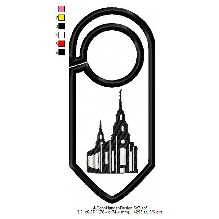 Layton Utah LDS Temple Door Hanger Patch Machine Embroidery Digitized Design Files