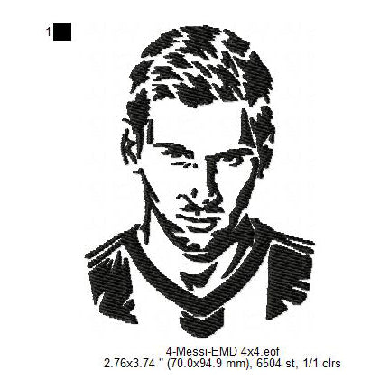 Lionel Messi LM10 Football Player Silhouette Machine Embroidery Digitized Design Files