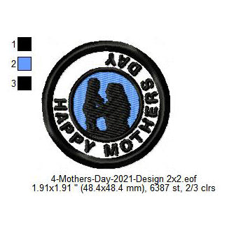 Happy Mothers Day Silhouette Merit Badge Machine Embroidery Digitized Design Files