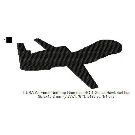 Northrop Grumman RQ-4 Global Hawk Machine Embroidery Digitized Design Files