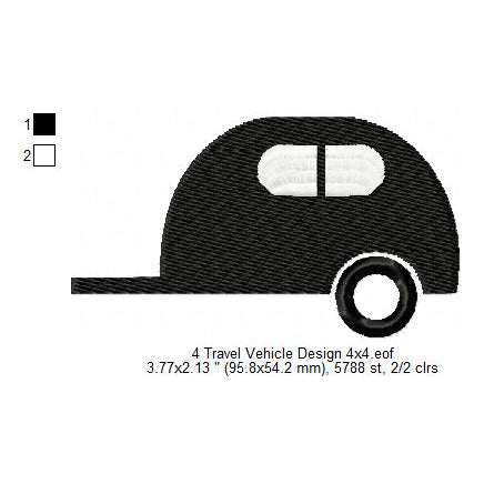 Travel Vehicle Silhouette Machine Embroidery Digitized Design Files