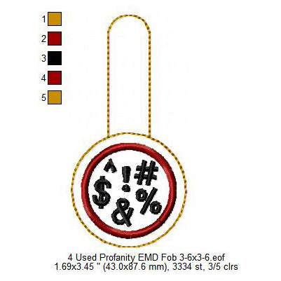 Used Profanity Fob Key Ring Patch Machine Embroidery Digitized Design Files
