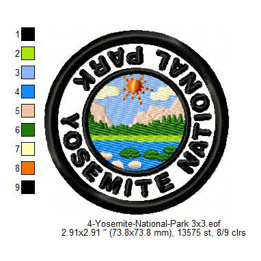 Yosemite National Park Merit Badge Machine Embroidery Digitized Design Files