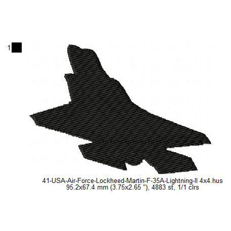 Lockheed Martin F-35 Lightning II Aircraft Silhouette Machine Embroidery Digitized Design Files