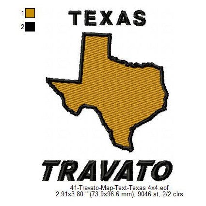 Travato Texas State Map Designs Machine Embroidery Digitized Design Files