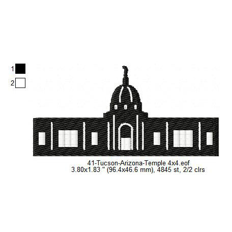 Tucson Arizona LDS Temple Silhouette Machine Embroidery Digitized Design Files