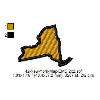 New York State Map Machine Embroidery Digitized Design Files