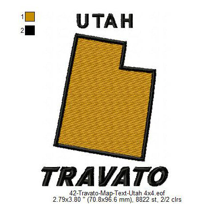Travato Utah State Map Designs Machine Embroidery Digitized Design Files